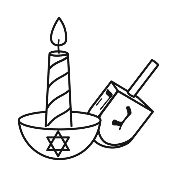 Design vettoriale di candela e simbolo dreidel. Grafica di candela e stella stock vettoriale illustrazione. — Vettoriale Stock