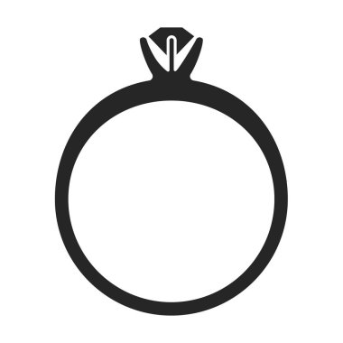 Altın halka vektör simgesi. Siyah vektör simgesi beyaz zemin altın halkada izole edilmiş..