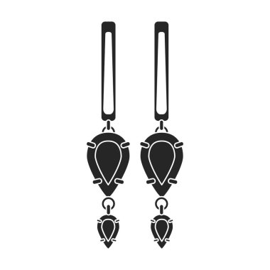 Altın küpeler vektör simgesi. Siyah vektör simgesi beyaz zemin altın küpeler üzerinde izole edilmiş..