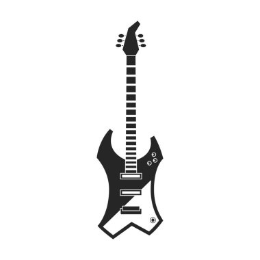 Elektro gitar vektör simgesi. Siyah vektör simgesi beyaz arkaplan elektro gitar üzerinde izole edildi.