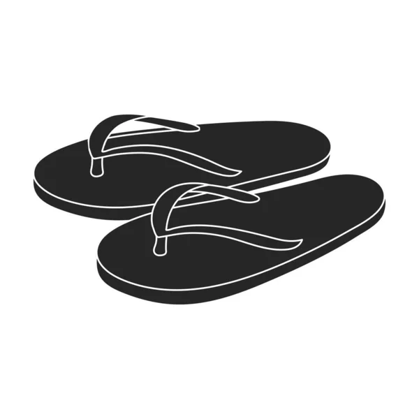 Sandal vektor ikon hitam. Ilustrasi vektor flipflop pada latar belakang putih. Ikon ilustrasi hitam terisolasi dari sandal. - Stok Vektor