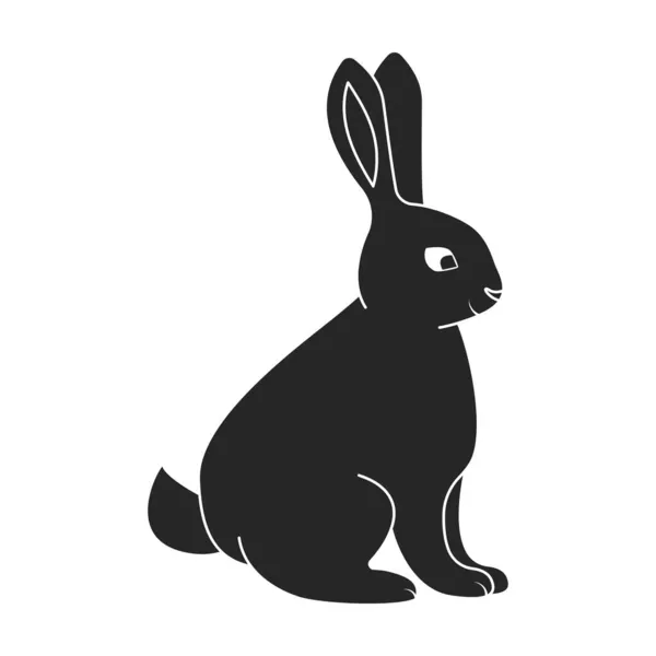 Rabbit vector icon.Black vector icon isolated on white background rabbit. — Stock Vector