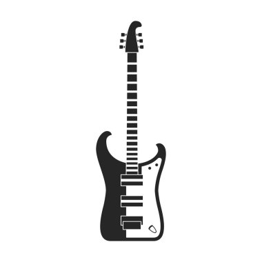 Elektro gitar vektör simgesi. Siyah vektör simgesi beyaz arkaplan elektro gitar üzerinde izole edildi.