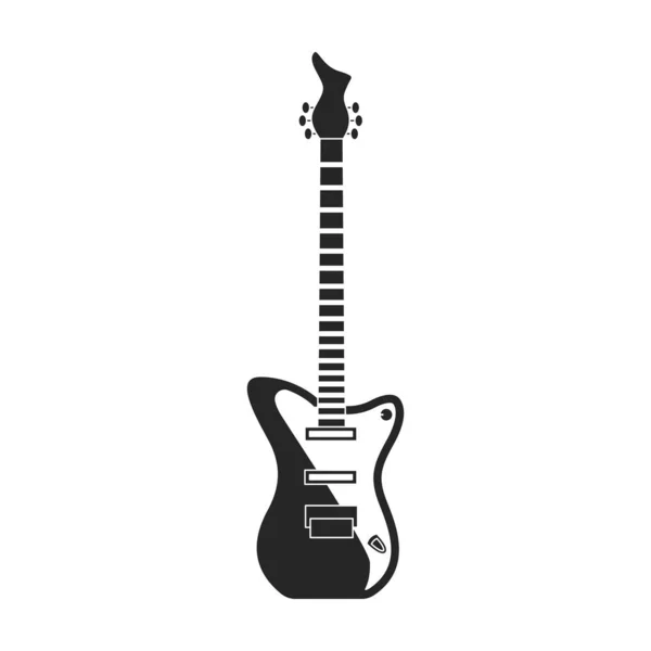 Elektromos gitár vektor ikon.Fekete vektor ikon elszigetelt fehér háttér elektromos gitár. — Stock Vector