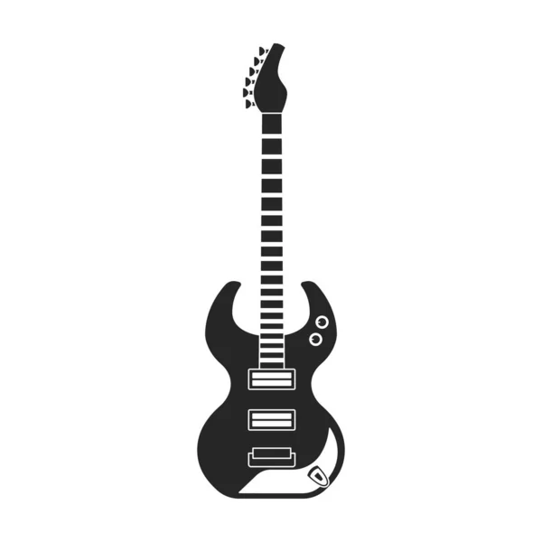 Elektrická kytara vektorová ikona.Černá vektorová ikona izolované na bílém pozadí elektrické kytary. — Stockový vektor