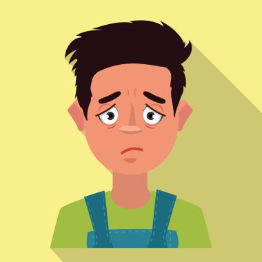 Erkek vektör tasarımı ve hüzünlü bir ikon. Erkek koleksiyonu ve web için hisse senedi sembolü.