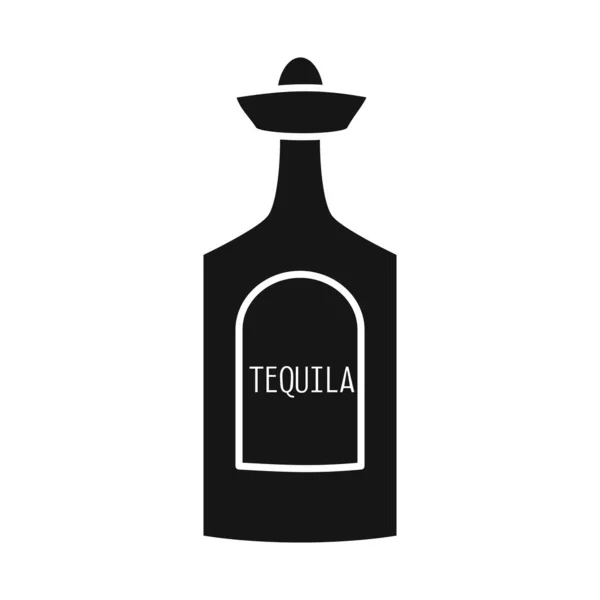 Objeto aislado de botella y logo de tequila. Elemento web de botella e icono de vector de vidrio para stock. — Vector de stock