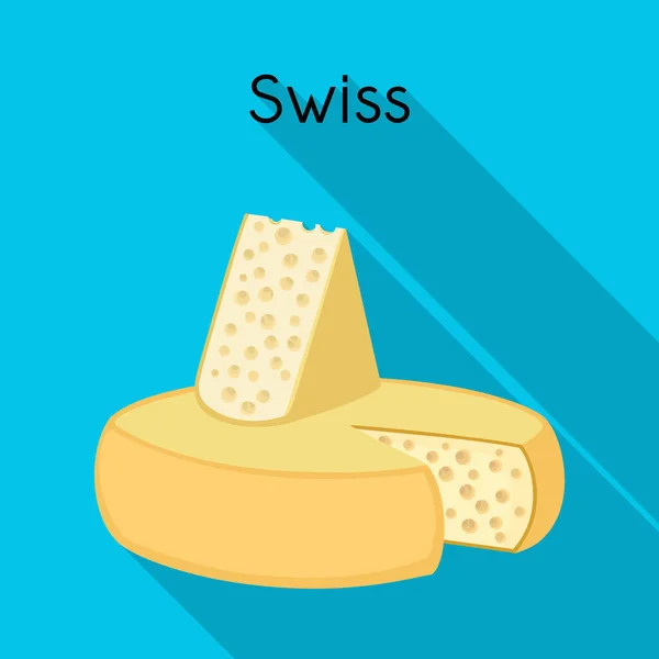 Isolated object of chees and swiss logo. Graphic of chees and block vector icon for stock. — Stock Vector
