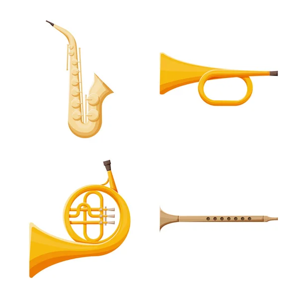 Vektordesign von Holzblasinstrumenten und Instrumentensymbol. Set aus Holzblasinstrumenten und Notenstock-Symbol für Web. — Stockvektor