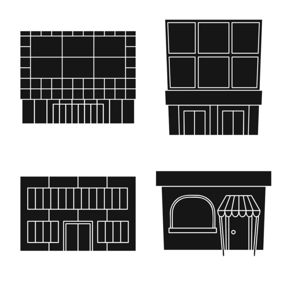 Vector design of supermarket and building icon. Set of supermarket and commercial stock vector illustration. — Stock Vector