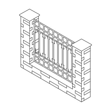 Çit vektör simgesi. Beyaz arkaplan çitinde izole edilmiş dış hat vektör simgesi.