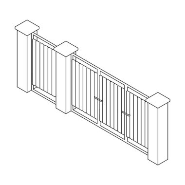 Çit vektör simgesi. Beyaz arkaplan çitinde izole edilmiş dış hat vektör simgesi.