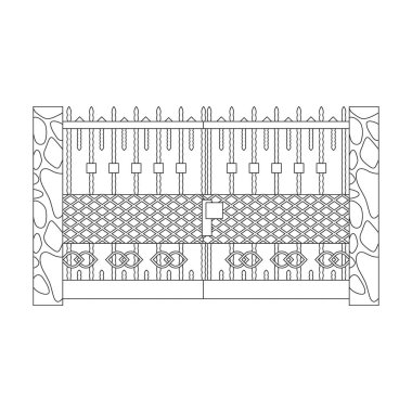 Kapı vektör simgesi. Taslak vektör simgesi beyaz arkaplan çit kapısında izole edildi.