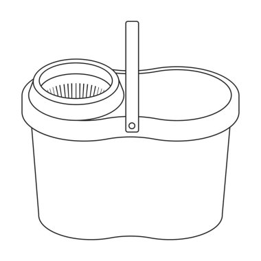 Bucket vektör simgesi. Taslak vektör simgesi beyaz arkaplan kovasında izole edildi.