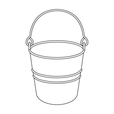Bucket vektör simgesi. Taslak vektör simgesi beyaz arkaplan kovasında izole edildi.