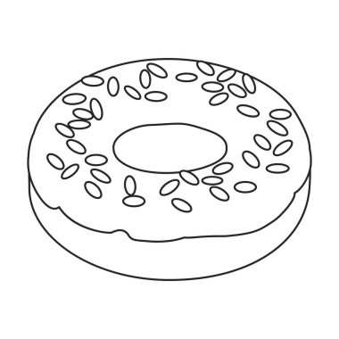 Pembe çörek vektör simgesi. Taslak vektör simgesi beyaz arka plan pembe çörekte izole edilmiş..