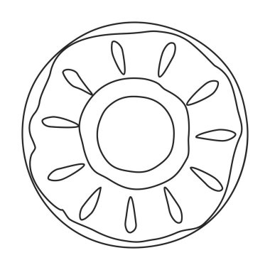 Pembe çörek vektör simgesi. Taslak vektör simgesi beyaz arka plan pembe çörekte izole edilmiş..