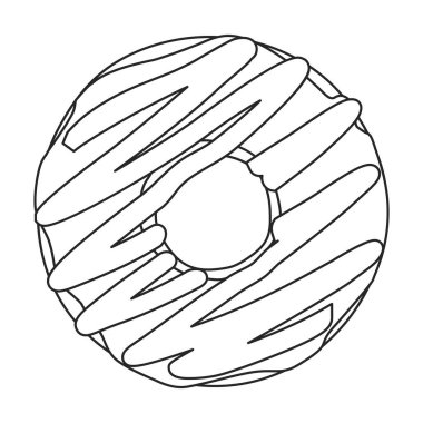 Pembe çörek vektör simgesi. Taslak vektör simgesi beyaz arka plan pembe çörekte izole edilmiş..