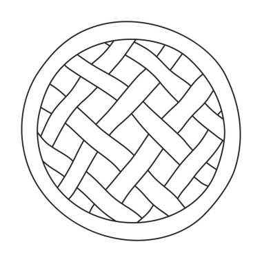 Kek üst görünüm vektör simgesi. Beyaz arkaplan pasta üst görünümü üzerinde izole edilmiş taslak vektör simgesi.