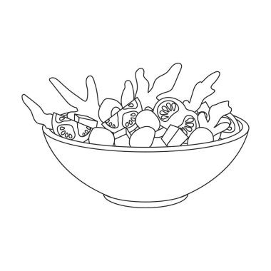 Sebze salatası vektör simgesi. Beyaz arkaplan sebze salatasına izole edilmiş taslak vektör simgesi..