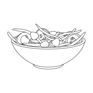 Sebze salatası vektör simgesi. Beyaz arkaplan sebze salatasına izole edilmiş taslak vektör simgesi..