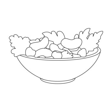Sebze salatası vektör simgesi. Beyaz arkaplan sebze salatasına izole edilmiş taslak vektör simgesi..