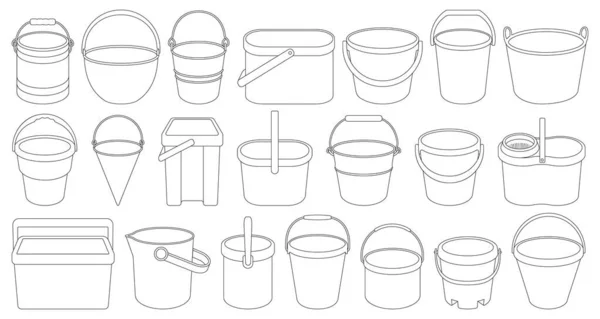 Bucket vector ouline set icon. Vector illustration plastic bucketful on white background. Isolated ouline set icon bucket. — Wektor stockowy