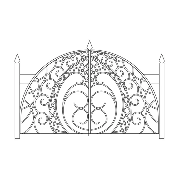 Fence gate vector icon.Outline vector icon isolated on white background fence gate. — Stock Vector