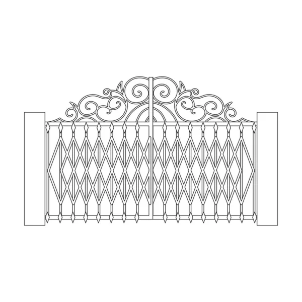 Fence gate vector icon.Outline vector icon isolated on white background fence gate. — стоковый вектор