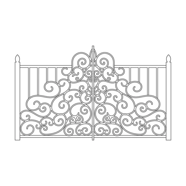Fence gate vector icon.Outline vector icon isolated on white background fence gate. — Stock Vector