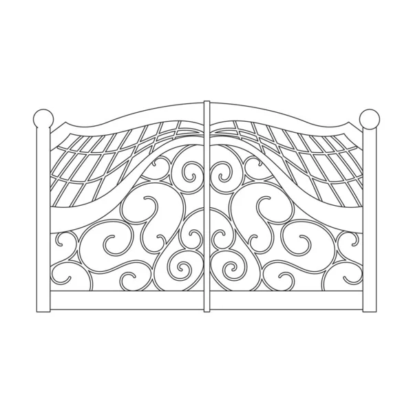 Fence gate vector icon.Outline vector icon isolated on white background fence gate. — Vector de stock