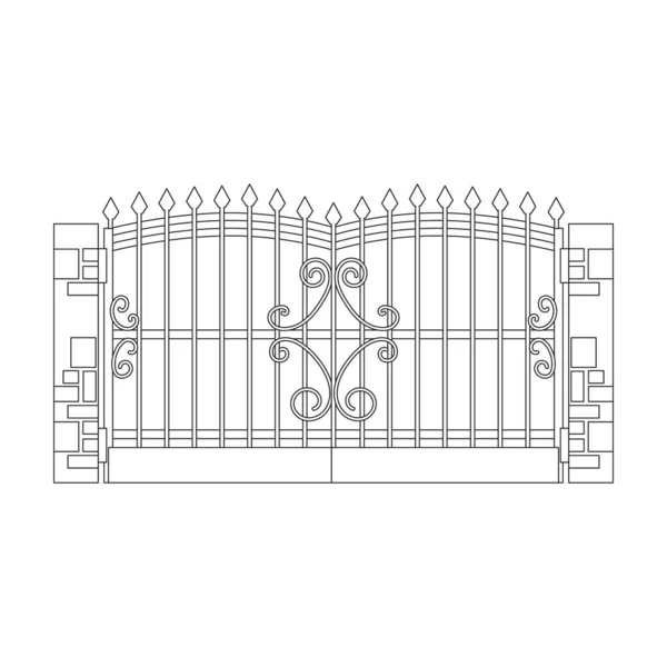 Fence gate vector icon.Outline vector icon isolated on white background fence gate. —  Vetores de Stock