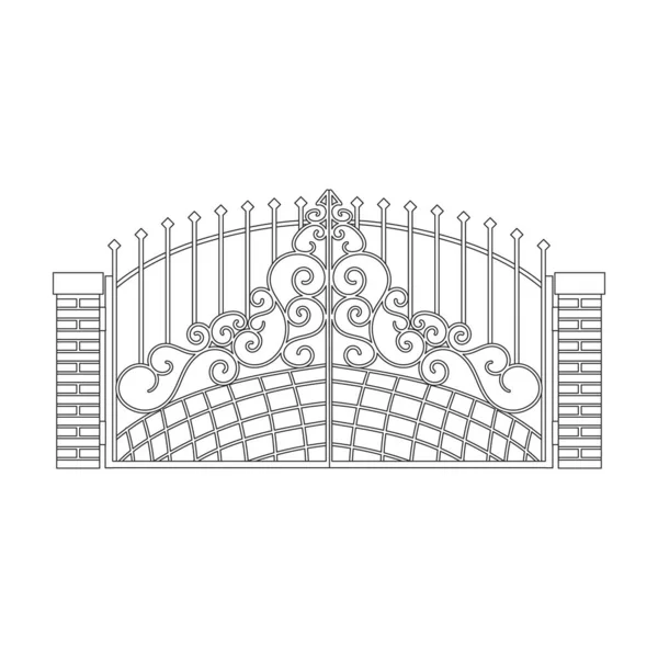 Fence gate vector icon.Outline vector icon isolated on white background fence gate. — стоковый вектор