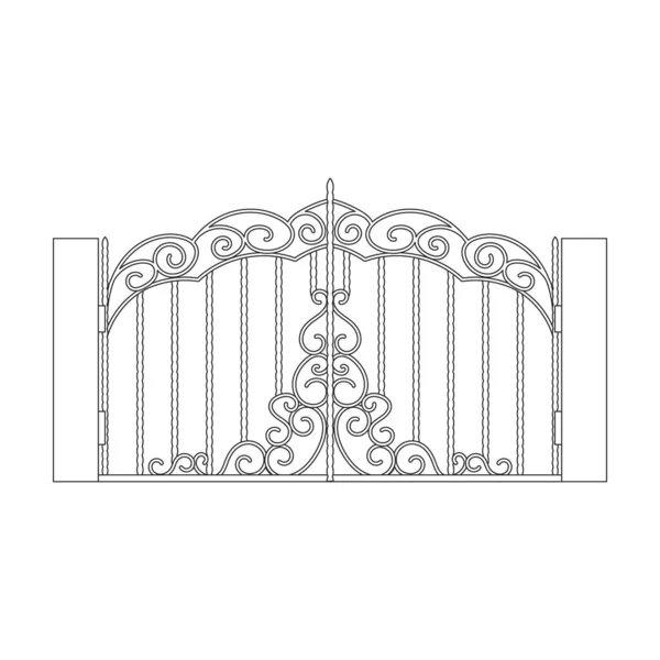 Fence gate vector icon.Outline vector icon isolated on white background fence gate. — Stockvektor