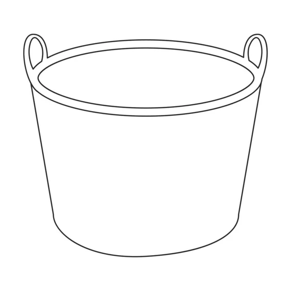 Bucket vector icon.Outline vector icon isolated on white background bucket. — Vetor de Stock