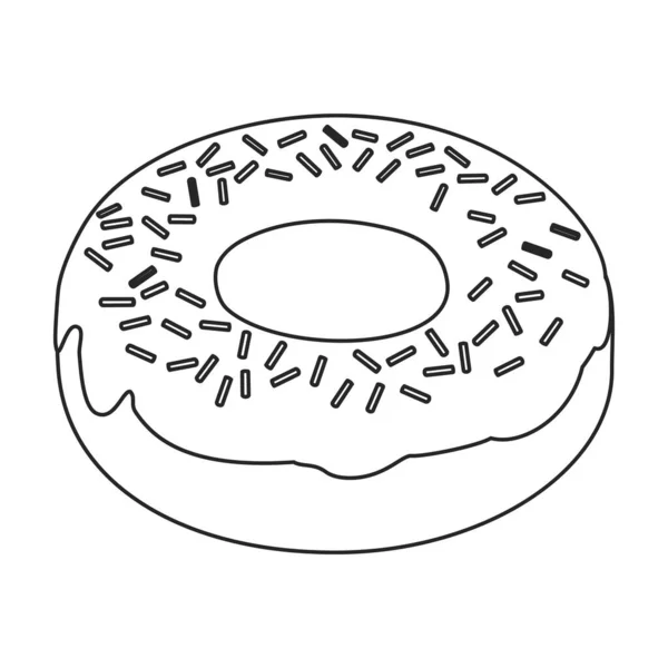 Pink doughnut vector icon.Outline vector icon isolated on white background pink doughnut. — Vettoriale Stock