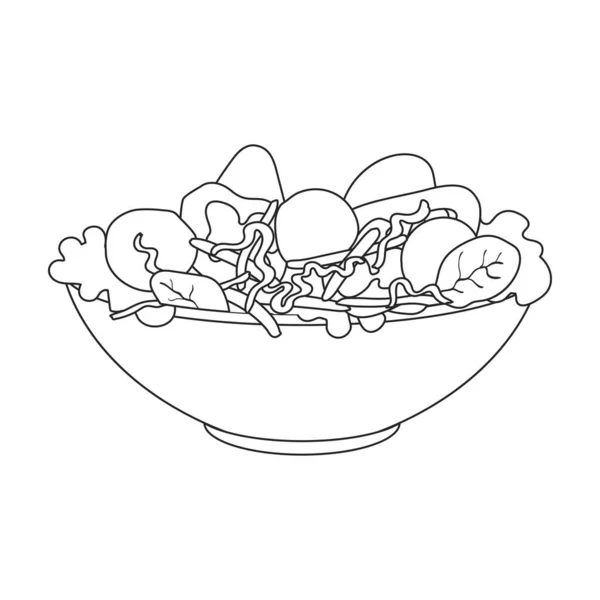 Icono de vector de ensalada de verdura.Icono de vector de contorno aislado en ensalada de vegetales de fondo blanco. — Vector de stock