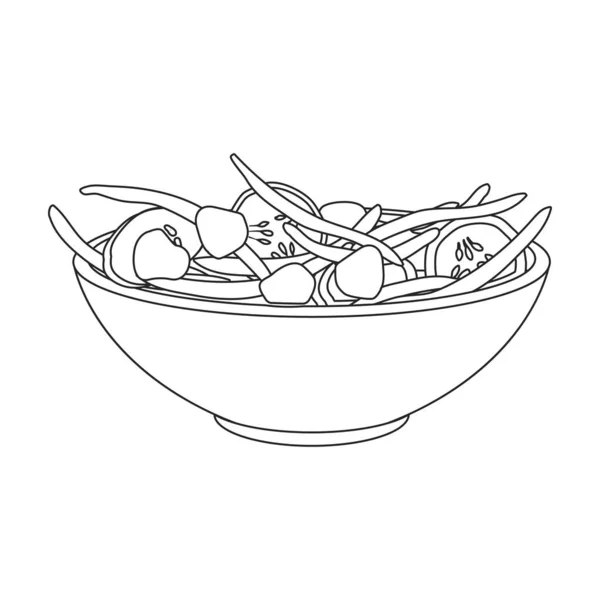 Icono de vector de ensalada de verdura.Icono de vector de contorno aislado en ensalada de vegetales de fondo blanco. — Archivo Imágenes Vectoriales