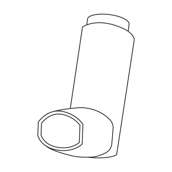 Icono del vector del inhalador.Icono del vector del contorno aislado en el inhalador del fondo blanco. — Vector de stock