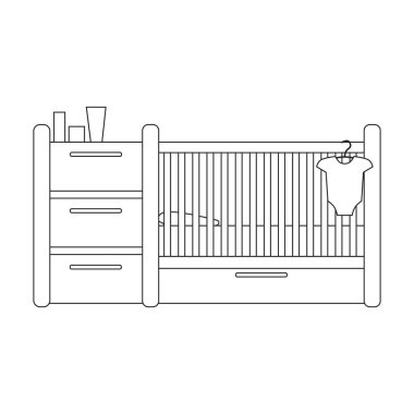Beşik vektör simgesi. Taslak vektör simgesi beyaz arkaplan beşiğinde izole edildi.