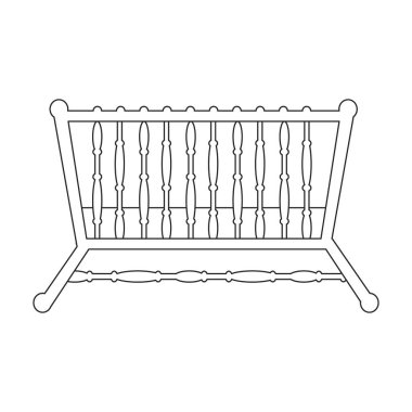 Beşik vektör simgesi. Taslak vektör simgesi beyaz arkaplan beşiğinde izole edildi.
