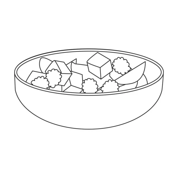 Bowl of fruit salad vector icon.Outline vector icon isolated on white background bowl of fruit salad. — Stock Vector