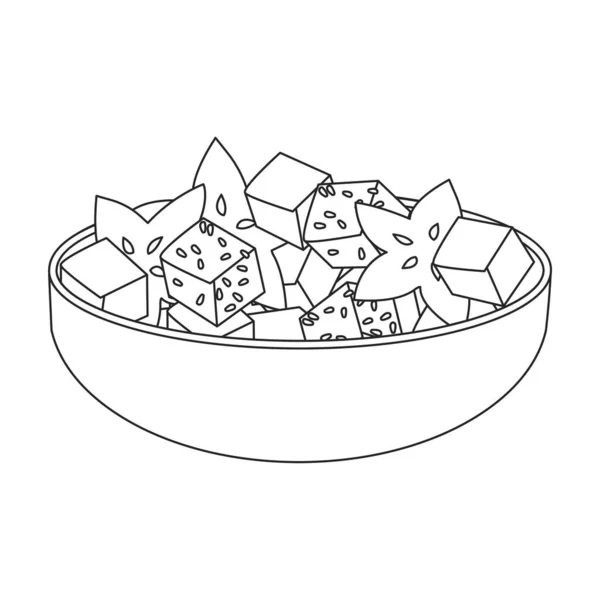 Bowl of fruit salad vector icon.Outline vector icon isolated on white background bowl of fruit salad. — Stock Vector