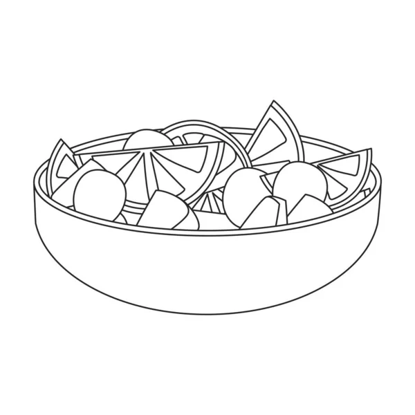 과일 샐러드 벡터 icon.Outline 벡터 아이콘 흰색 배경에 있는 과일 샐러드 그릇에 분리. — 스톡 벡터