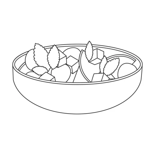 Bowl of fruit salad vector icon.Outline vector icon isolated on white background bowl of fruit salad. — Wektor stockowy