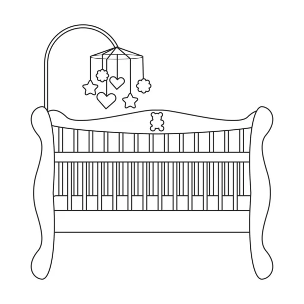 Crib vector icon.Outline vector icon isolated on white background crib. — Image vectorielle