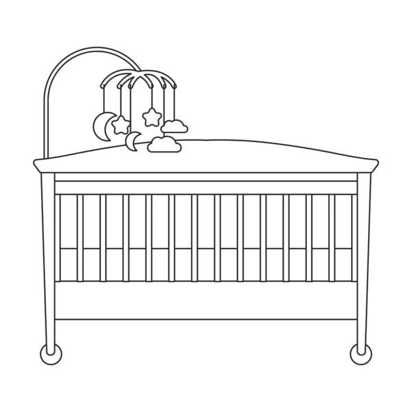 Crib vector icon.Outline vector icon isolated on white background crib. — Stockvektor