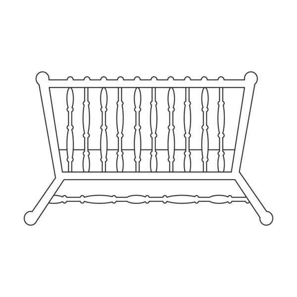婴儿床矢量图标.白色背景婴儿床上隔离的轮廓矢量图标. — 图库矢量图片