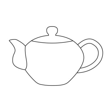 Çaydanlık vektör simgesi. Taslak vektör simgesi beyaz arkaplan çaydanlığında izole edildi.