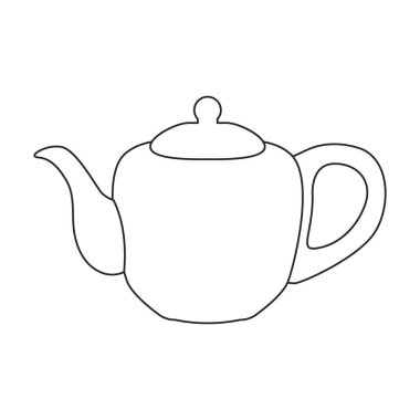 Çaydanlık vektör simgesi. Taslak vektör simgesi beyaz arkaplan çaydanlığında izole edildi.